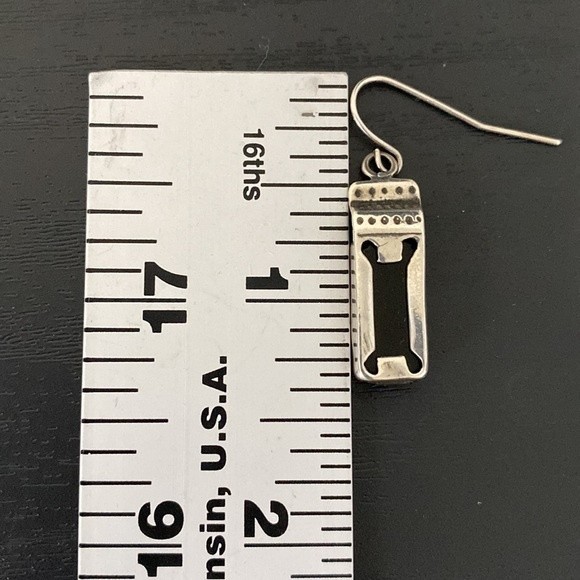 Sterling Silver Onyx Dangle Earrings - Picture 5 of 5